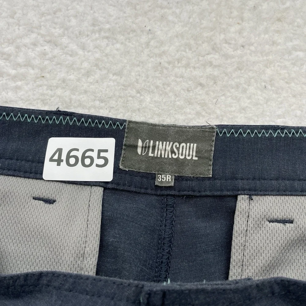 Linksoul Golf Pants Mens 36x31 (Tag 35) Navy Blue Gray Chino Performance Stretch